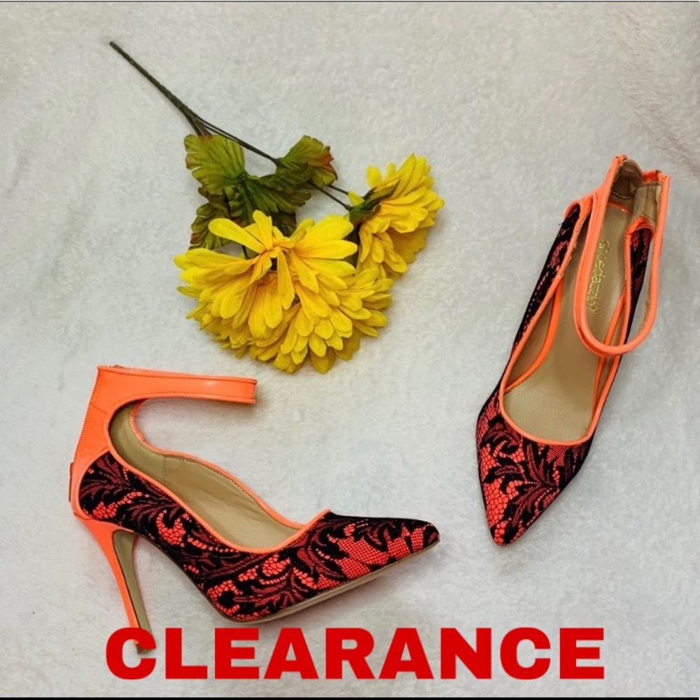 NWOT Shoe Dazzle Jolene Neon Lace Strappy Heels